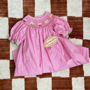 Smocked birthday cupcake dress for toddler. Size 3.